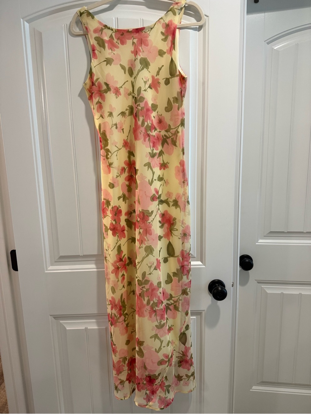 My Michelle Yellow Maxi Dress with Pink Floral Print